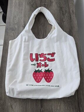 Meiji Strawberry Graphic Tote Bag Kawaii